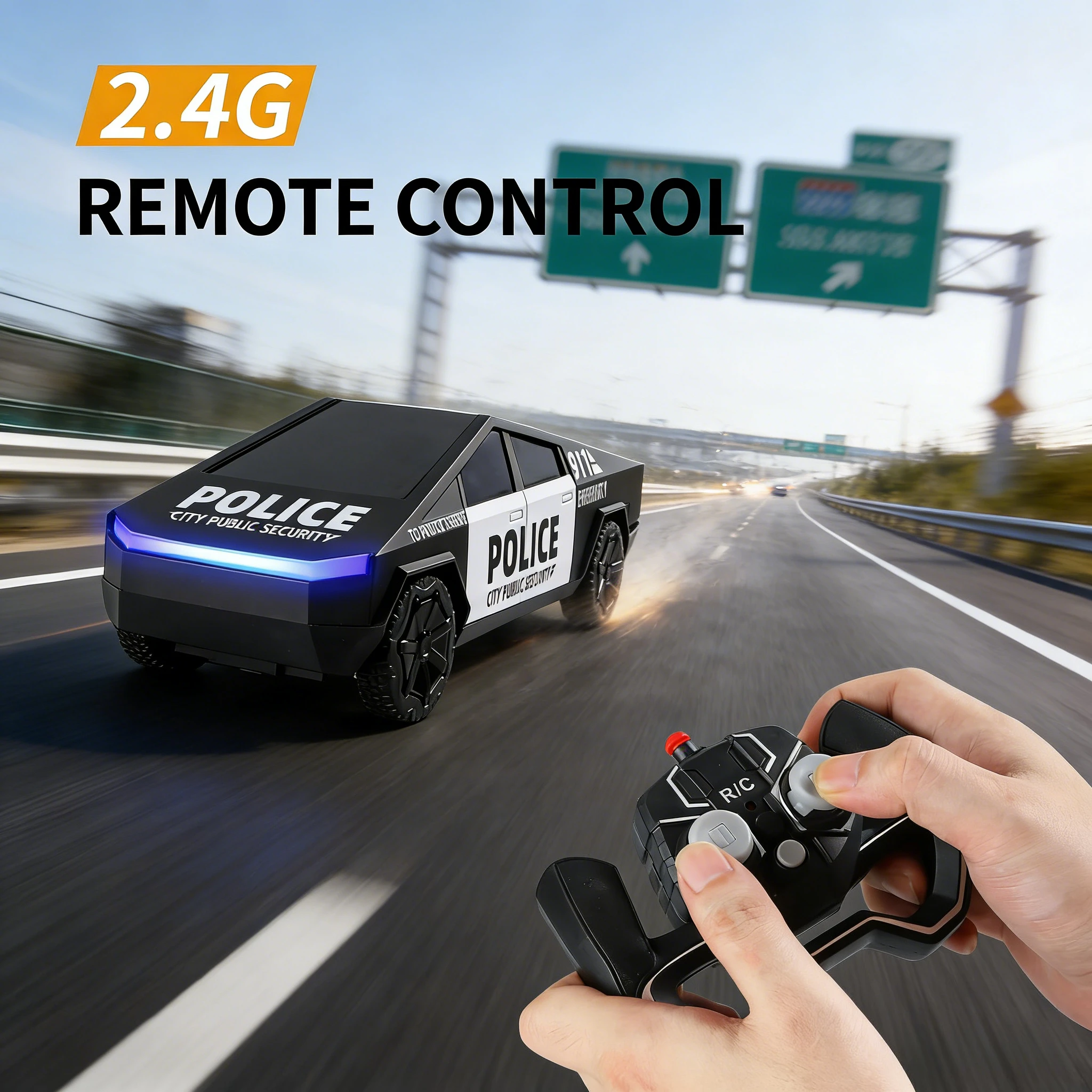 Juguetes Cybertruck todoterreno, camioneta de policía 911, modelo de coche fundido a presión de aleación de la patrulla de la ciudad, Gt, juguetes para niños