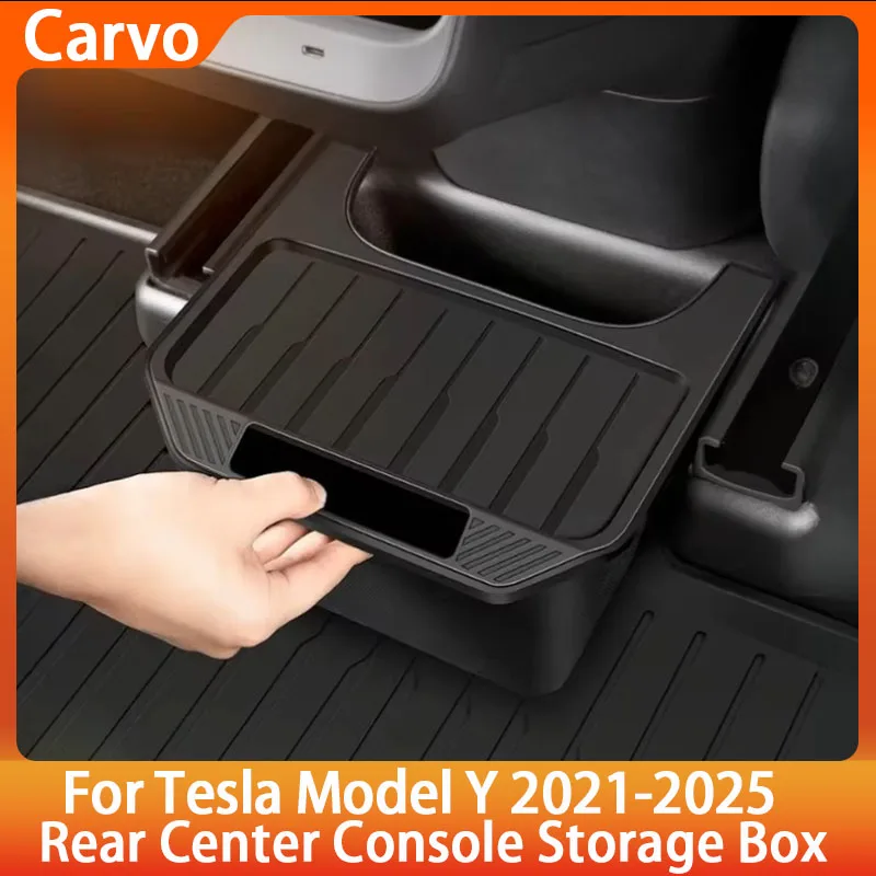 

Rear Center Console Organizer for Tesla Model Y Juniper 2025 2026 Trash Can 2nd Row Under Floor Storage Box Bin Mat Accessories
