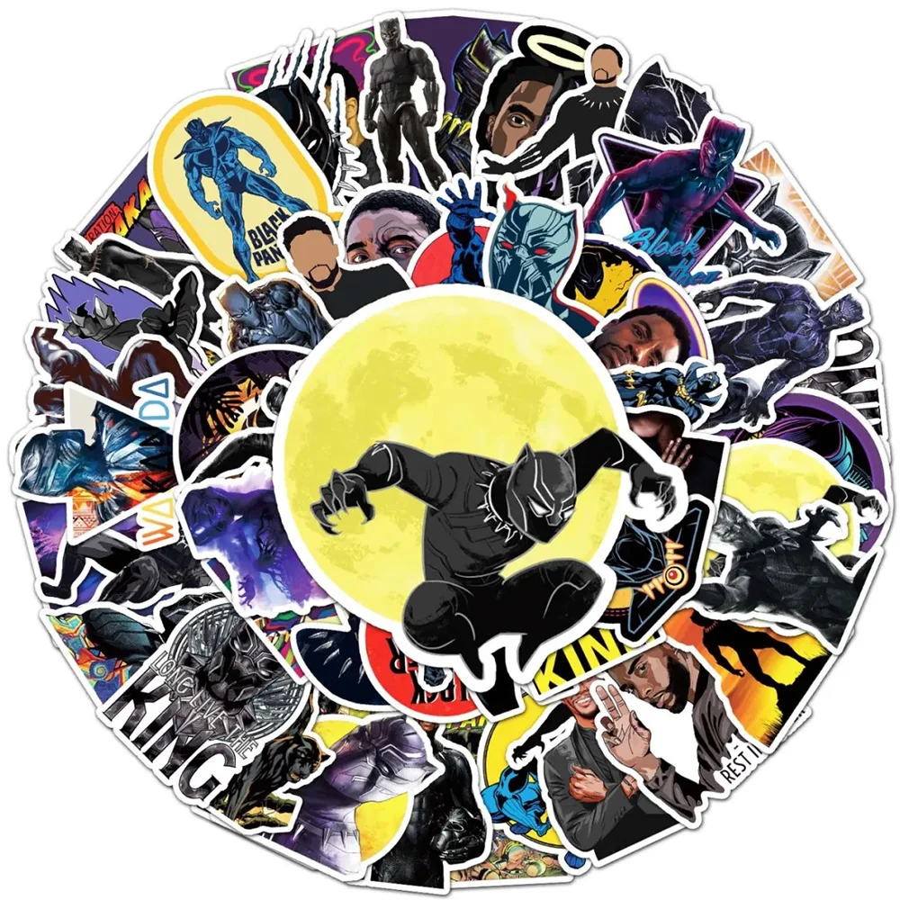 10/30/50PCS Disney Marvel Superhero Black Panther Sticker Cartoon DIY Car Laptop Luggage Skateboard Graffiti Decals Fun for Kids