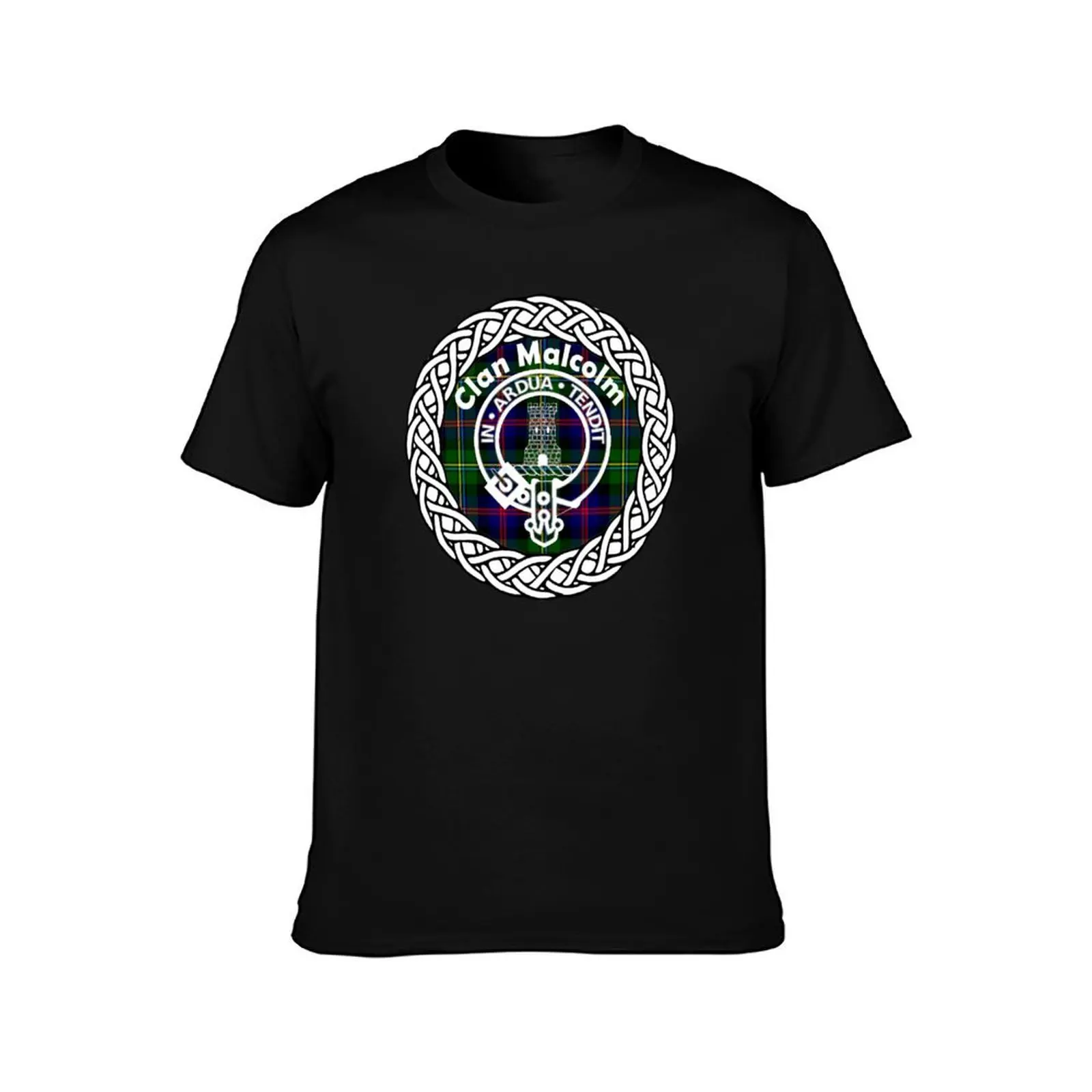 Clan Malcolm surname last name tartan crest badge T-Shirt, Summer Casual Cotton Tee, Oversized Streetwear Tops, Unisex Men Women