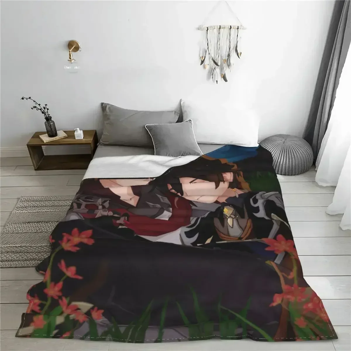Genshin Impact Lgbt Knitted Blankets Tartaglia Childe Zhongli Anime Plush Throw Blankets Summer Air Conditioning Bedspreads