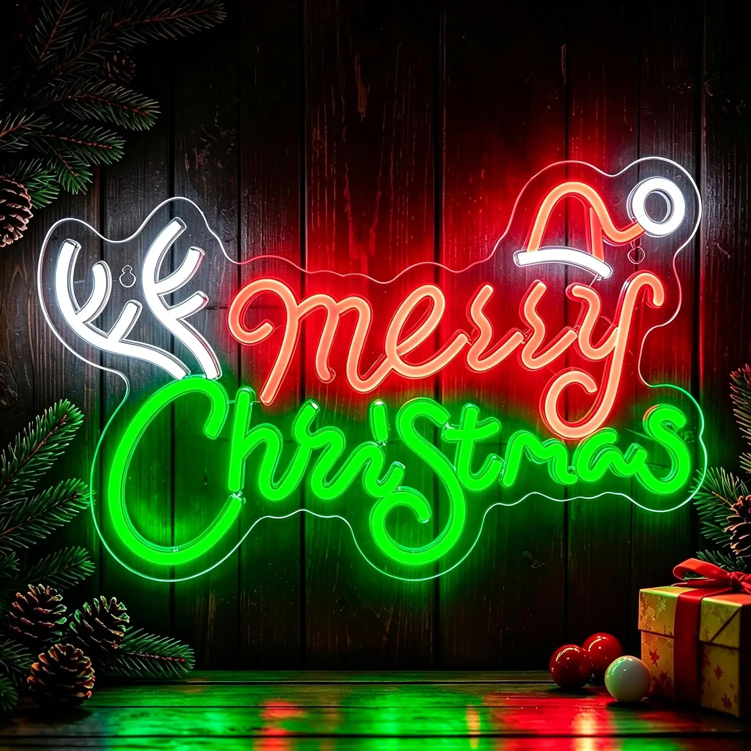 Merry Christmas LED Neon Sign Xmas Neon Light Holiday Wall Decor for Bedroom Bar Cafe Window Home Party Art Decoration Gift