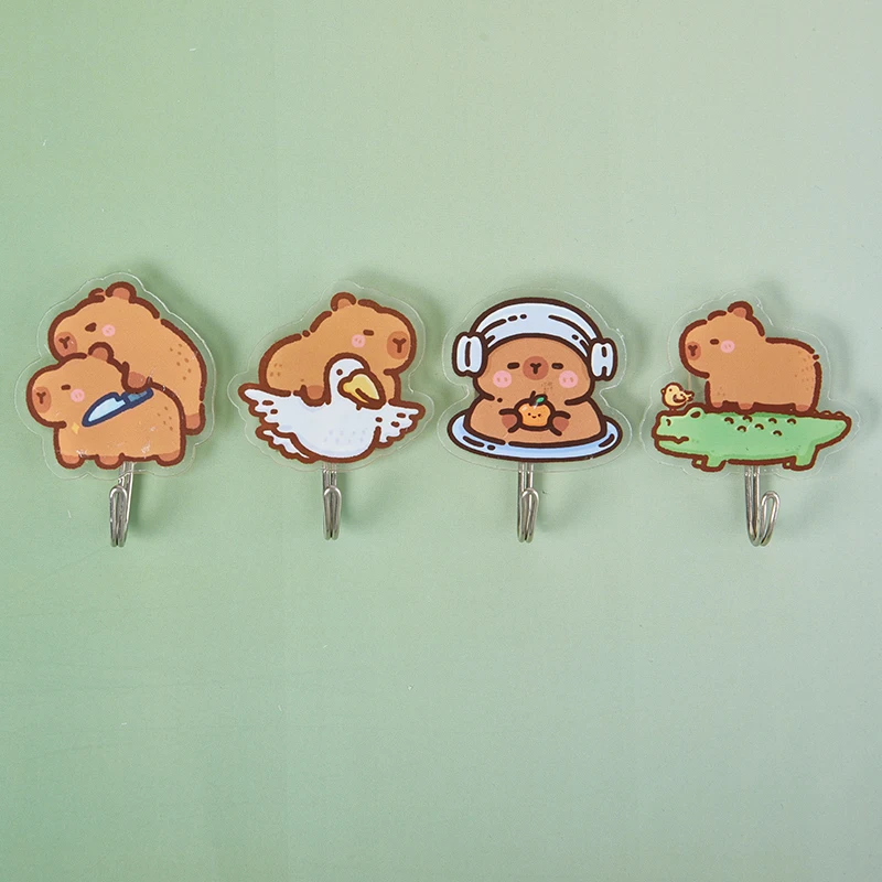 Cute Wall Hooks Key Holder Door Hanging Self Adhesive Wall Hanger Cartoon Capybara Hook For Kids Room Home Decor