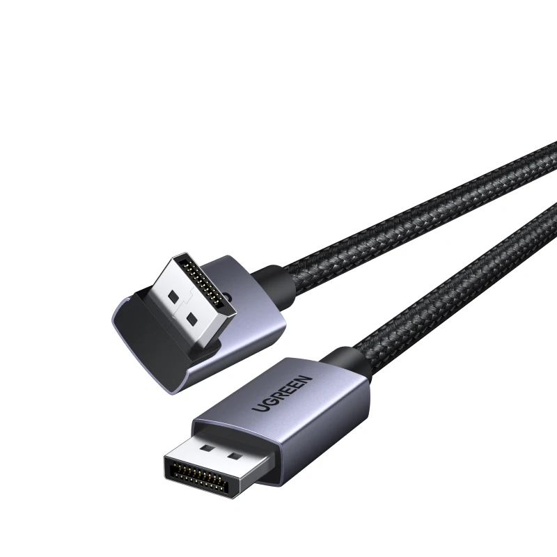 UGREEN Kabel DisplayPort 2.1 z kątowym złączem, 16K@60Hz, 6.6FT, 80Gbps, obsługa 8K@240Hz, 4K@240Hz, 3D, HDR, HDCP2.3, DSC1.2a, FreeSync, G-Sync — zdjęcie produktu 7