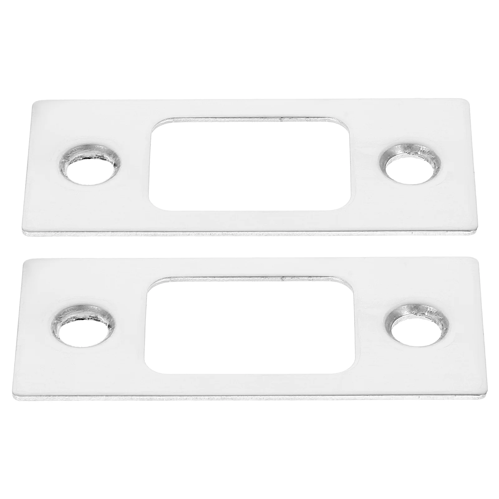 2 Pcs Hole Picture Hangers Deadbolt Cover Plate Silver Stainless Steel Front Door Reinforcement Kit