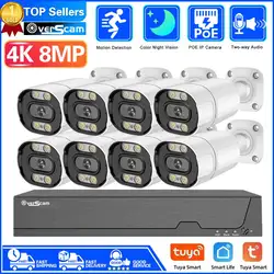 4K 8MP 8CH Tuya Smart Life POE NVR Video Recorder 8MP POE Color Night Vision Security IP Camera Surveillance CCTV Network System