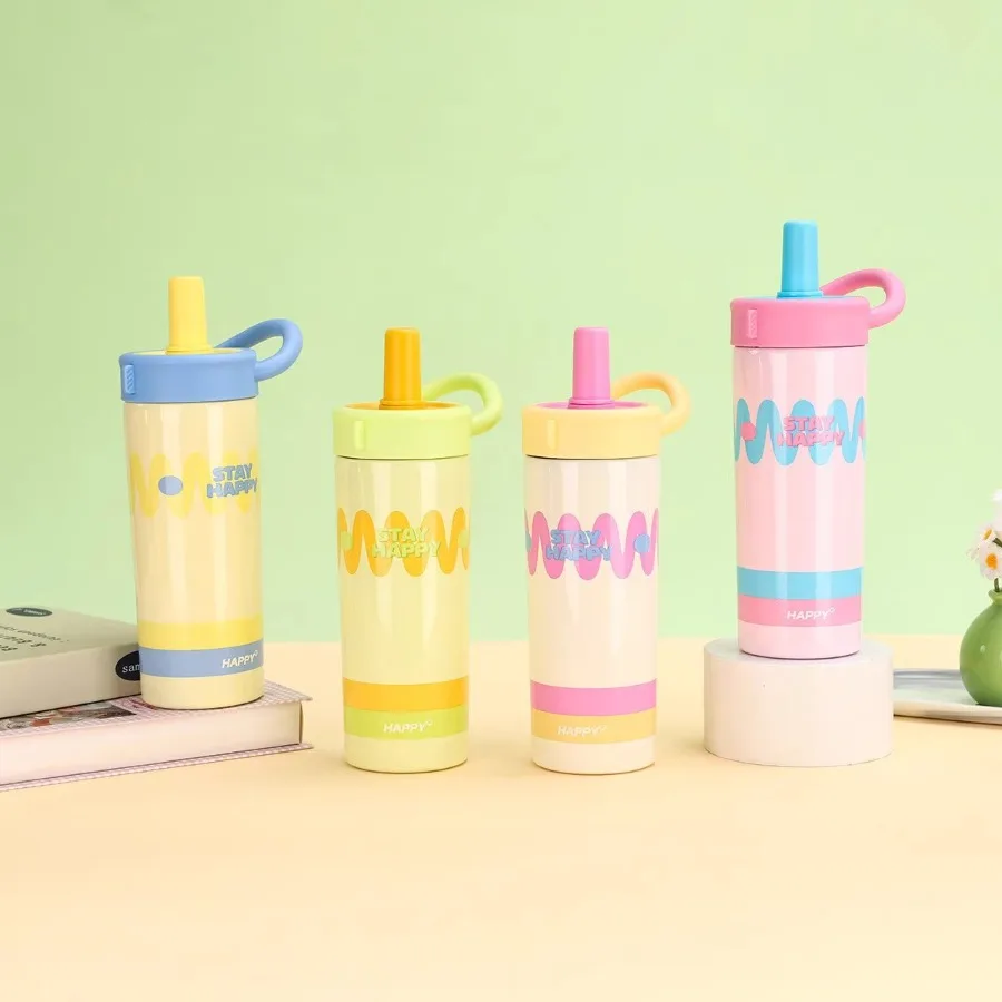 

New portable portable fashion printing creative coffee cup simple double drinking stainless steel vacuum insulation cup