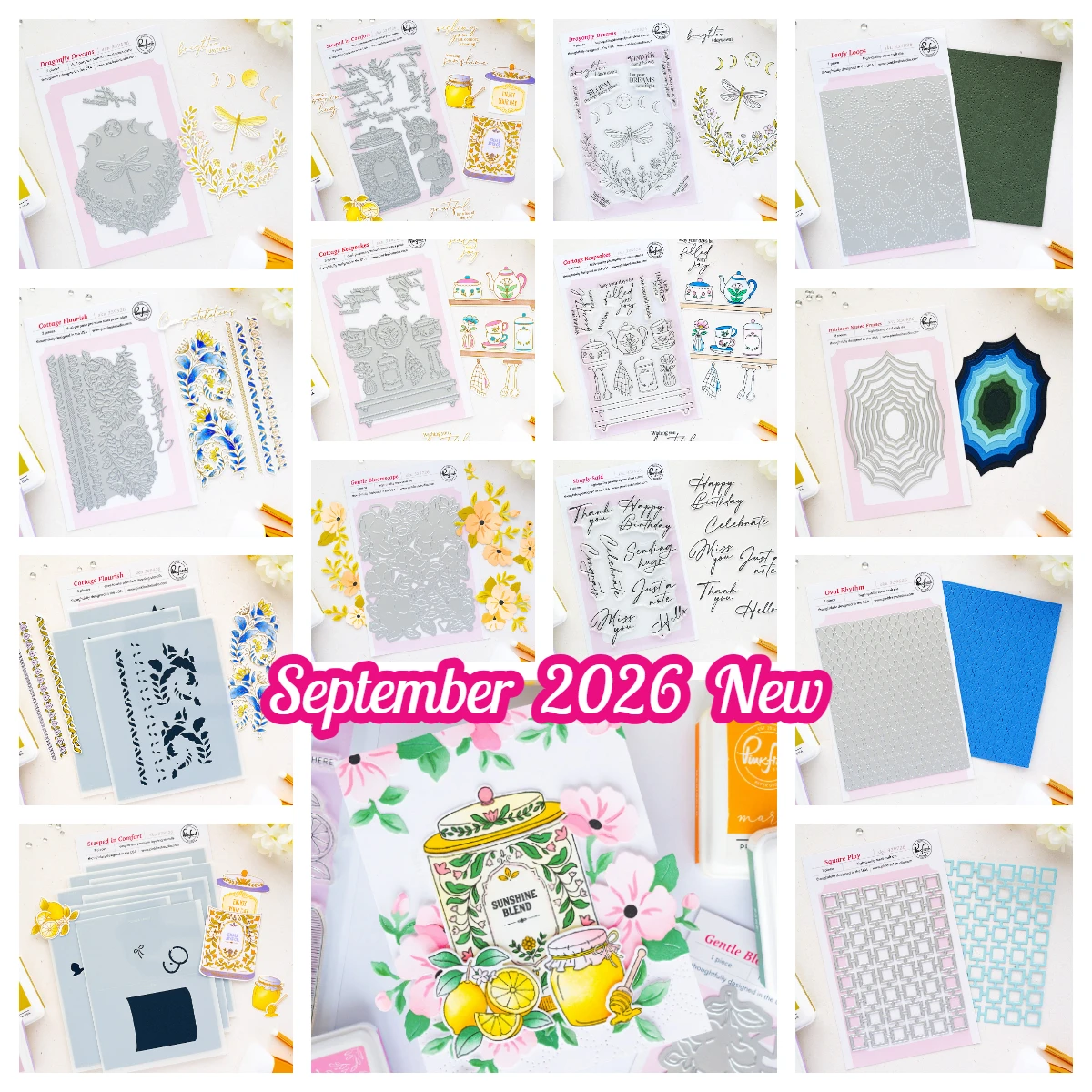 September 2026 Pink Fresh Gentle Bloomscape Cottage Keepsakes Metal Cutting Dies Stamps for DIY Scrapbook Paper Craft Christmas