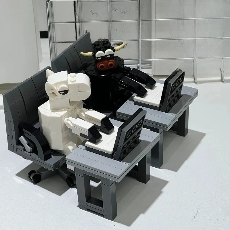 الإبداعية MOC بنة الأثاث مجموعة مدينة سلسلة طاولة حاسوب أريكة الروبيان نموذج للأطفال البالغين لتقوم بها بنفسك لعبة التجميع