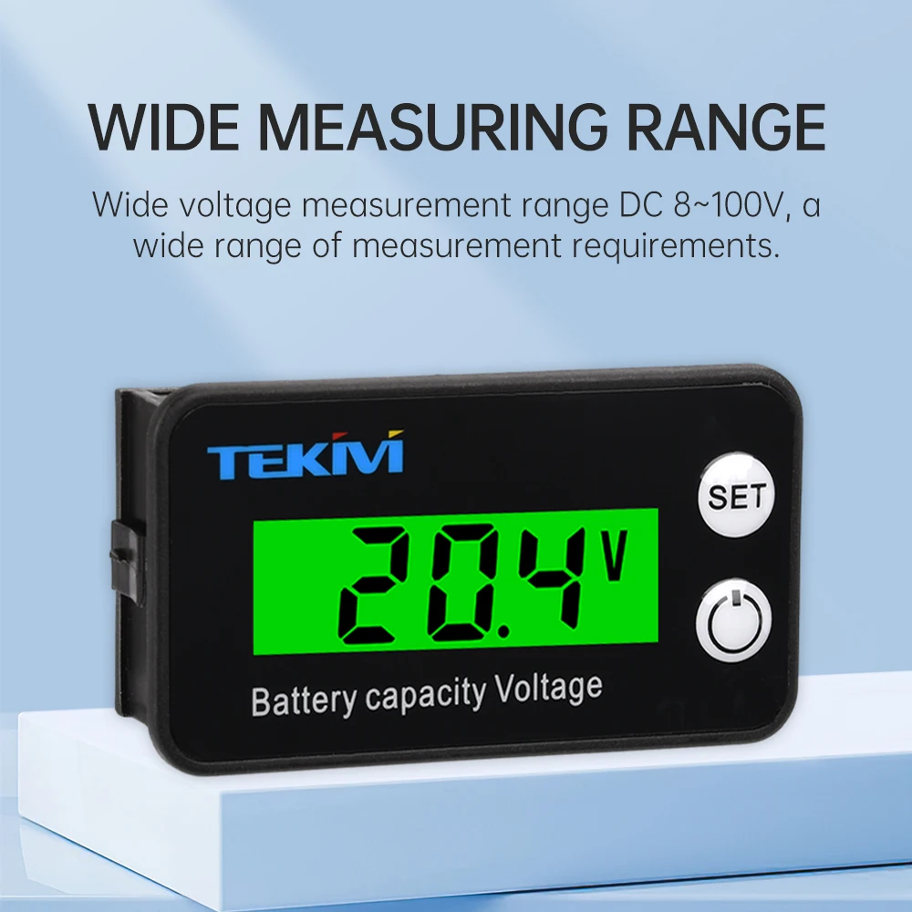 DC 8-100V 12V 24V DC Battery Capacity Voltmeter Indicator Power Meter for Lithium Batteries Lead-acid Batteries Percentage Meter