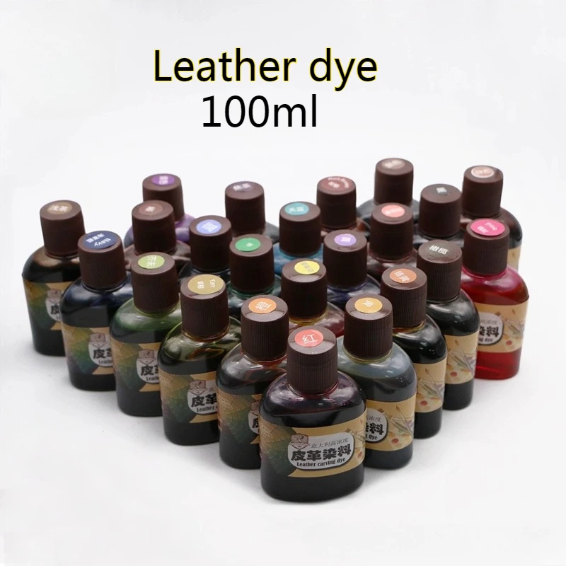 

100ml/bottle Italy High Concentration Water-based Alcohol Dye Handmade DIY Leather Vegetable-tanned Dyeing Painting Pigment