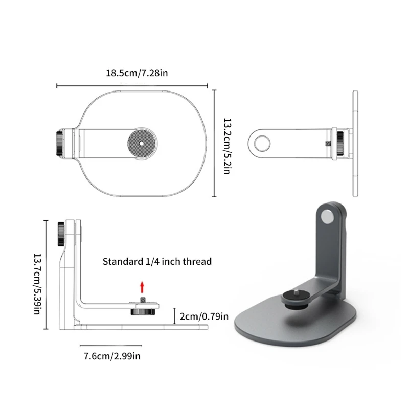 Projector-bureaubeugel met 360° rotatie, eenvoudig kantelen en veilige 1/4 inch schroefaansluiting Desktop-projectorhouder