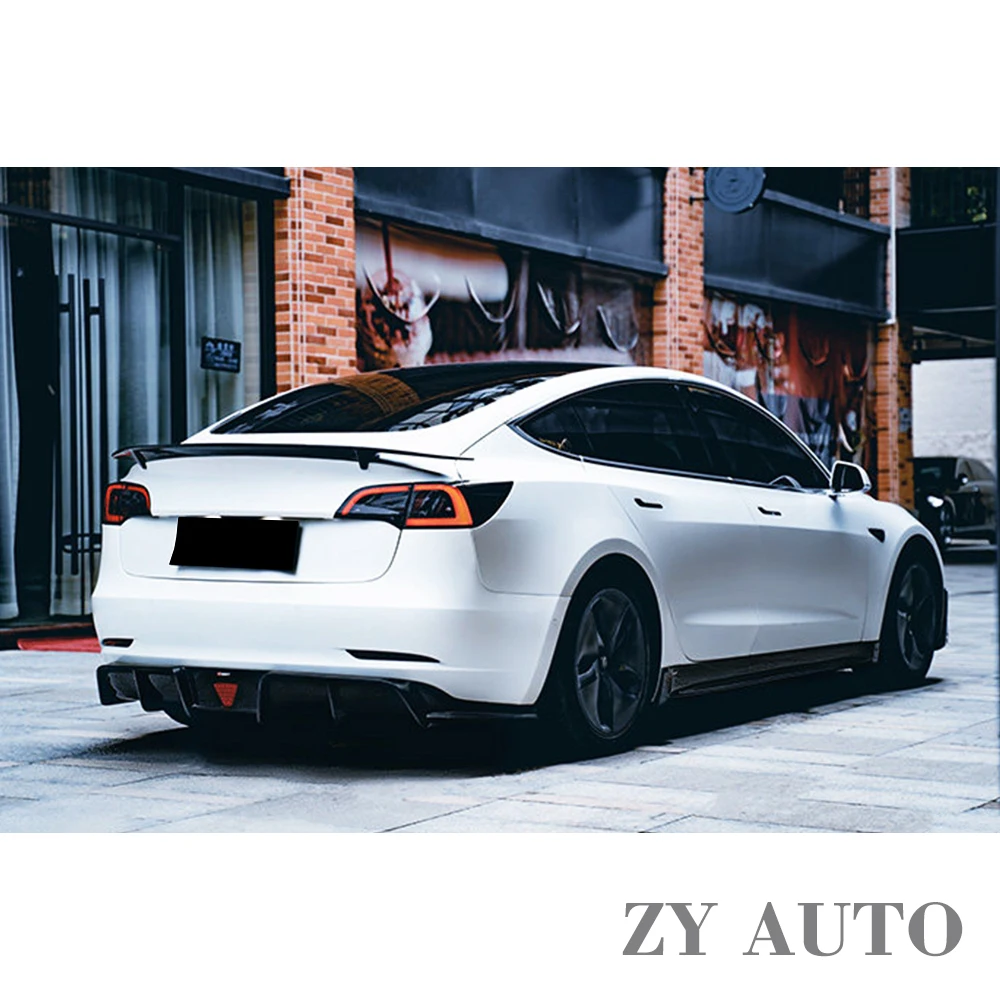 For Tesla Model 3 2019-2021 Carbon Fiber Rear Trunk Spoiler Wing Car Exterior Modification Accessories