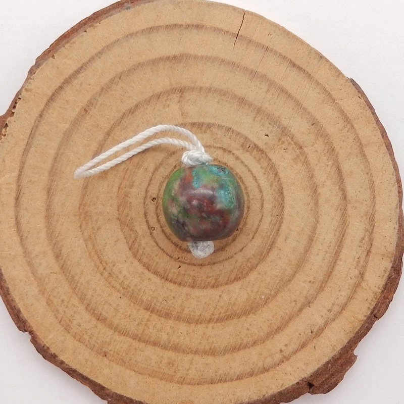 

B&F Handmade Chrysocolla Round Pendant Beads Nugget Natural Polished Stones for Jewelry Making Supplies