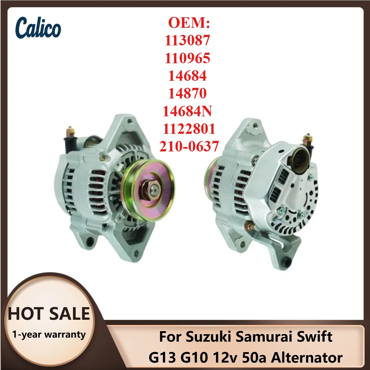 

Hot Selling Suitable for Suzuki Samurai Swift G13 G10 12v 50a Alternator 113087 110965 14684 14870 14684N 1122801 210-0637