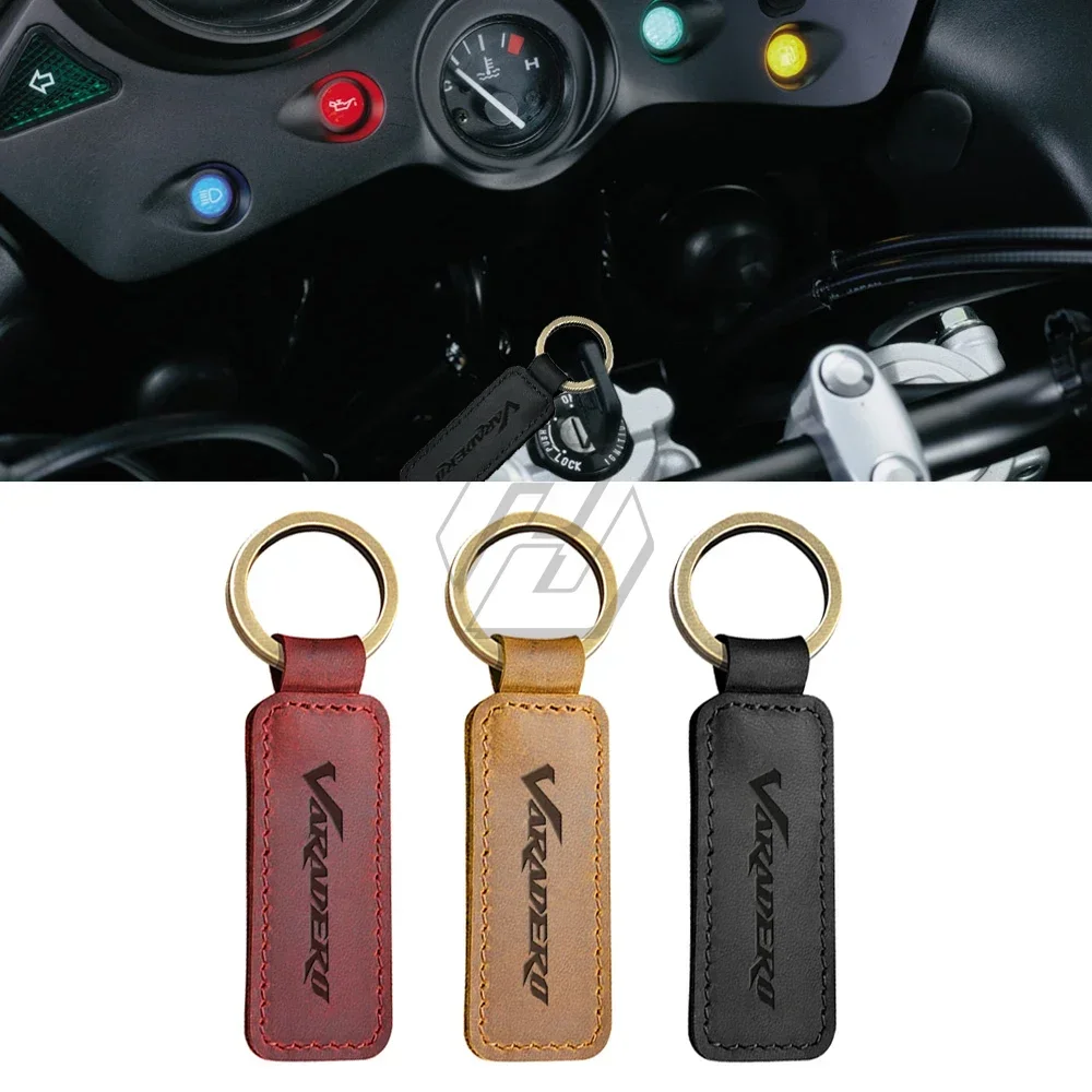 

For Honda XL125V XL125 XL1000 XL1000V Varadero Keyring Motorcycle Cowhide Keychain Key Ring