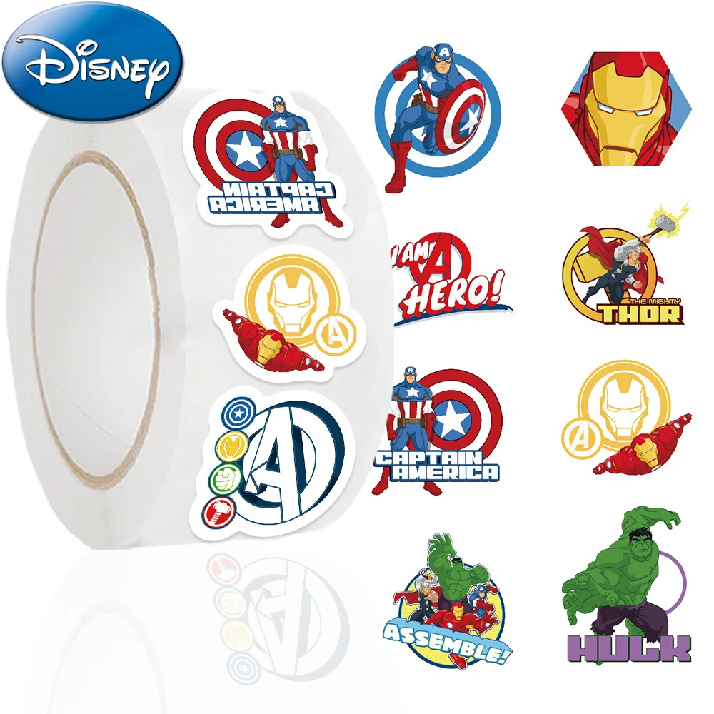 

500pcs/roll Disney The Avengers Cartoon Stickers Cute Super Heros Sealing Decals DIY Phone Guitar Diary Kids Reward Sticker Gift