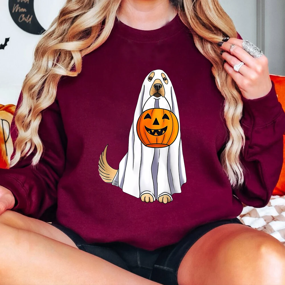 Halloween Dog Sweatshirt Funny Halloween Sweater Golden Retriever Shirt Golden Retriever Ghost Hoodie Unisex Sweatshirts