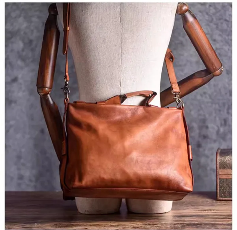 PNDME Designer Vintage Echtleder Aktentasche für Damen und Herren, Organizer, Luxus Rindsleder Arbeitstasche, Laptop-Messenger-Tasche, Handtasche – Detail 8