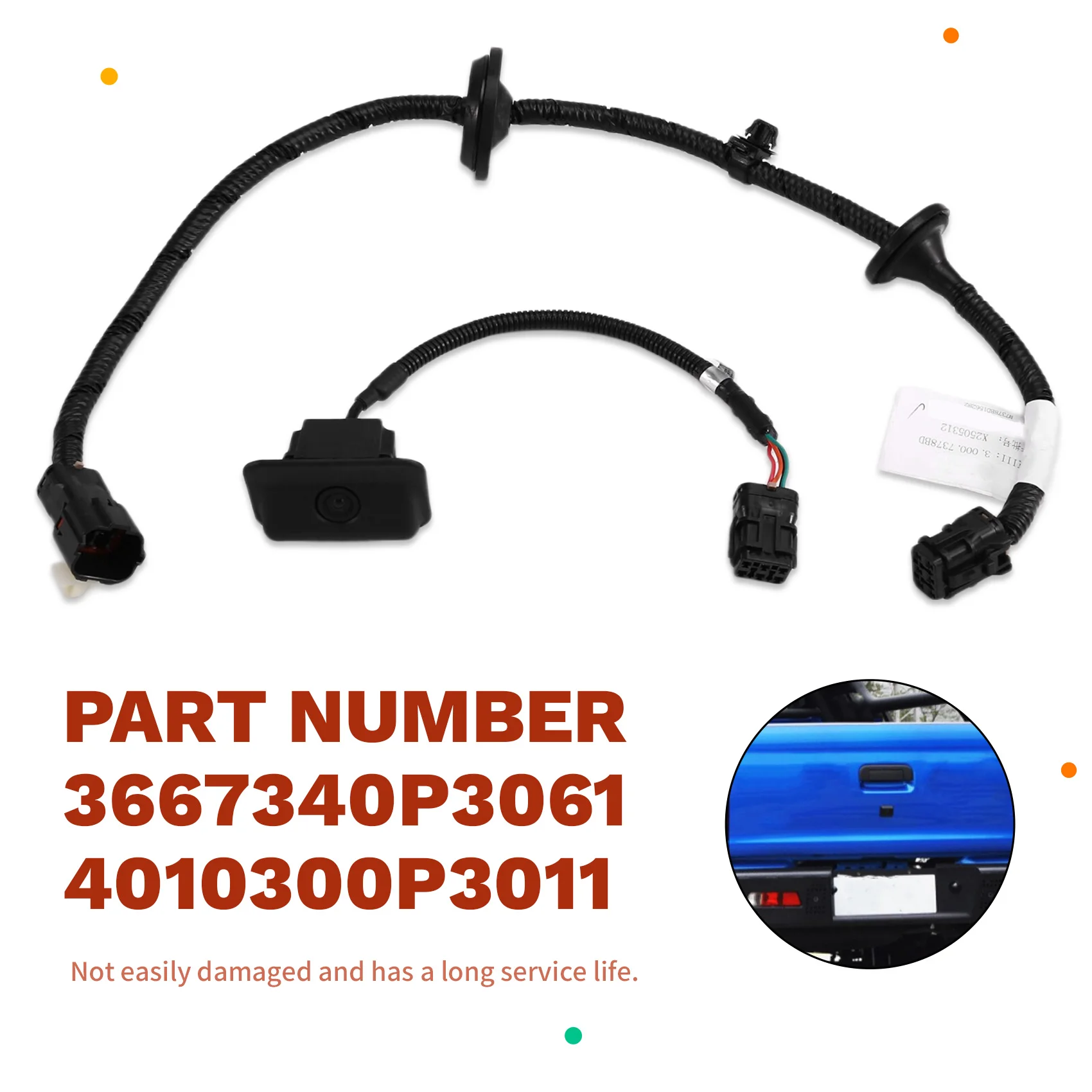 Cámara de Marcha Atrás para Coche + Arnés de Marco 3667340P3061 4010300P3011 para Camioneta JAC T6/FRISON T8 PICKUP-A02G