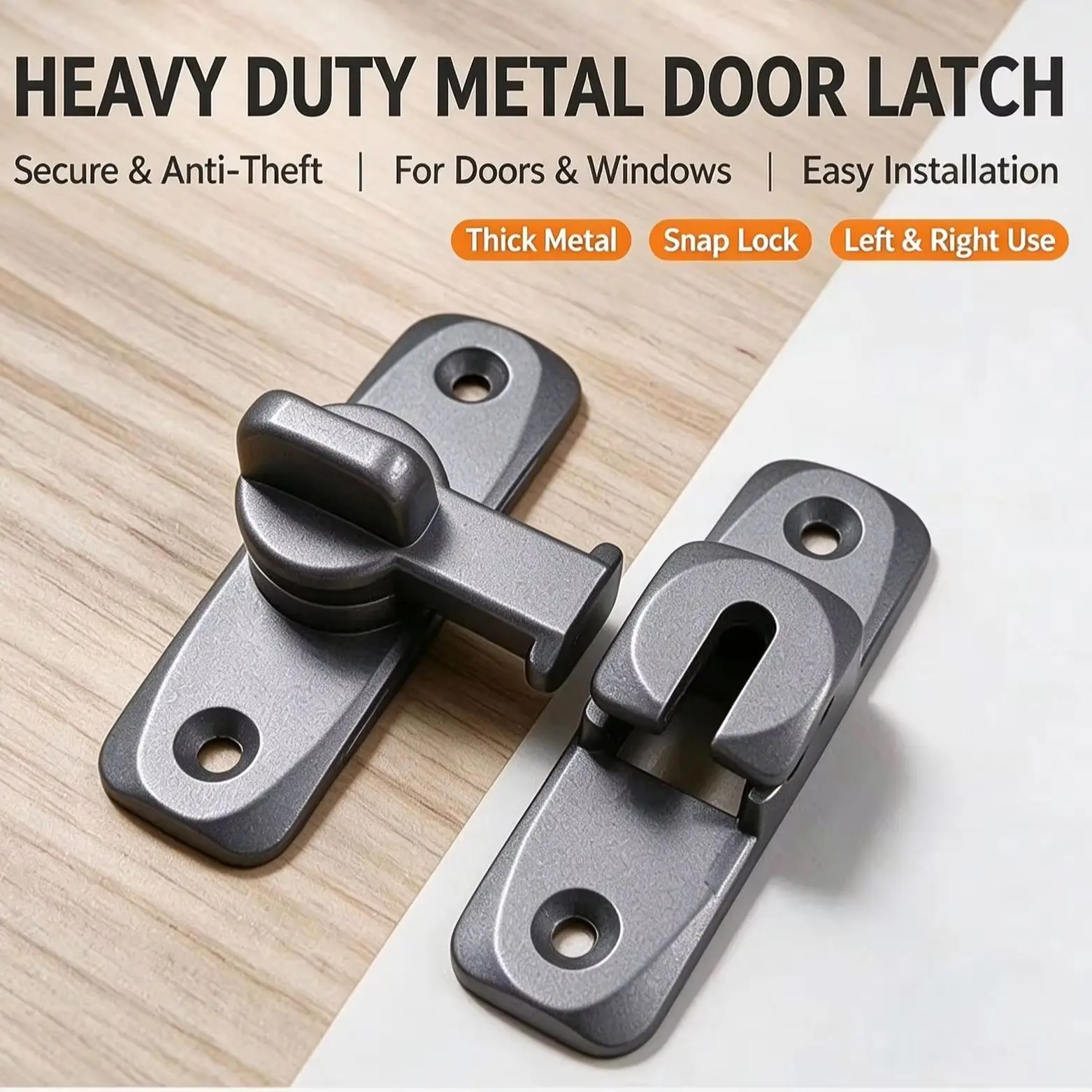 Zinc Alloy Rotary Flip Door Latch 90/180 Degree Mount Safety Door Bolt Hardware Household Sliding Door Security Buckle Latch for