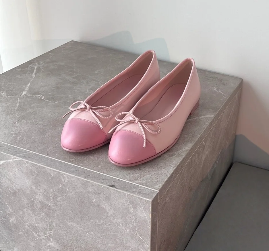 Zapatos de Baile de Marca de Lujo, Zapatos de Senderismo para Exteriores, Materiales de Piel de Oveja, Minimalistas, Versátiles, Zapatos Planos de Ballet con Detalle de Lazo para Mujer