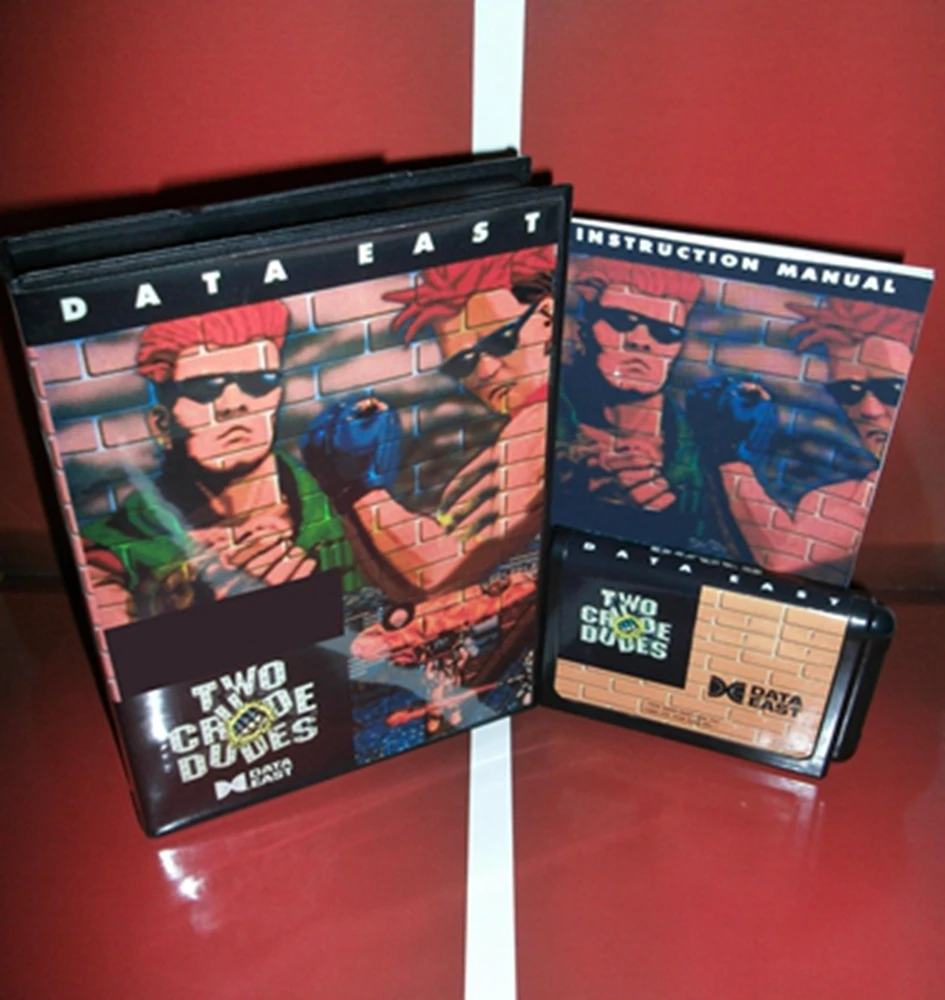 Two Crude Dudes with Box and Manual Cartridge for 16 bit Sega MD game card Megadrive Genesis system