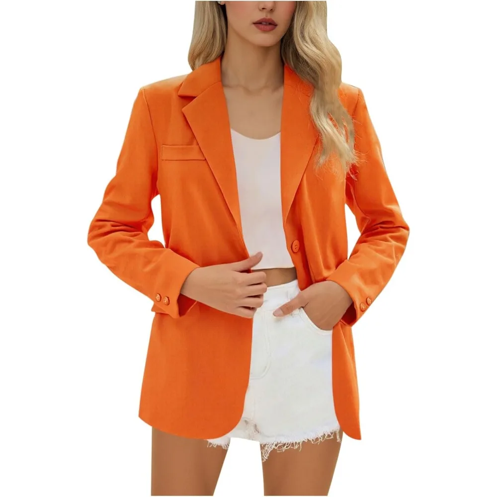 

Womens Blazers for Work Casual Long Sleeve Suit Jacket Lapel Collar Open Front Button Blazer Jacket Formal Jackets