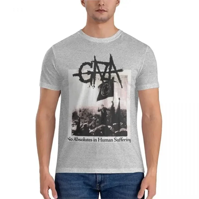 Brand Men Cotton T-shirt Gaza - No Absolutes in Human Suffering - Grindcore Active T-Shirt Funny T Shirt Sweat Shirt