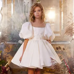 Jill Wish J256 Elegant White Girl Dress Sequined Beading Princess Gown for Kids Wedding Birthday First Communion Party 2025