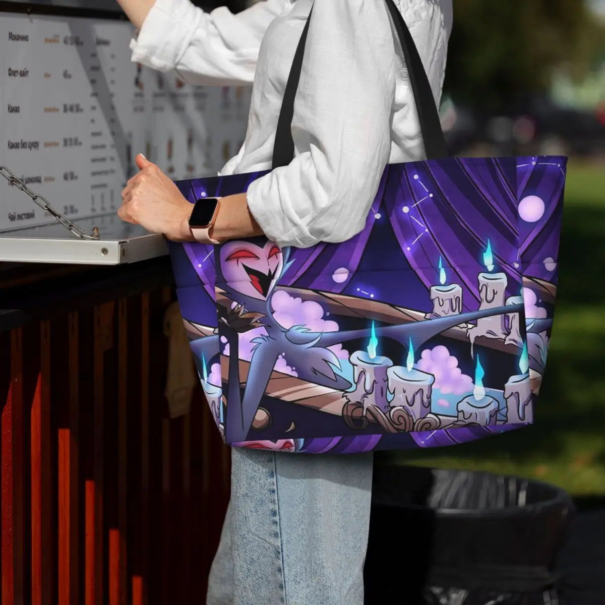 Loona Collage Helluva Boss Anime Beach Tote Bag Sport Gym Yoga Duffle Large Tote Bag Women Travel Bag Fitness bag