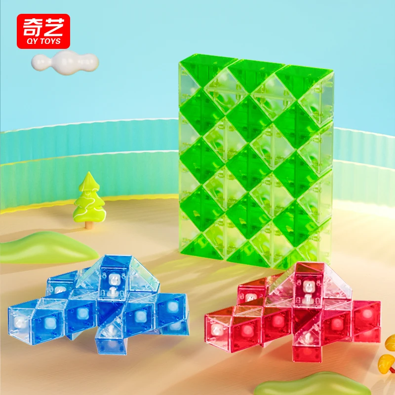 [CubeFun] QiYi règle magique colorée émaillée transparente Cube serpent 24/36/48/72 Segments Puzzle jouets éducatifs enfants pour cadeau