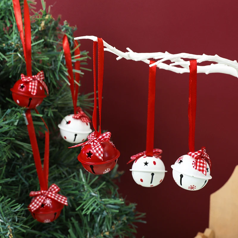 

12Pc Christmas Snowflake Bell Metal Bell With Bowknot Xmas Tree Hanging Pendant Christmas New Year 2025 Navidad Noel DIY Decor