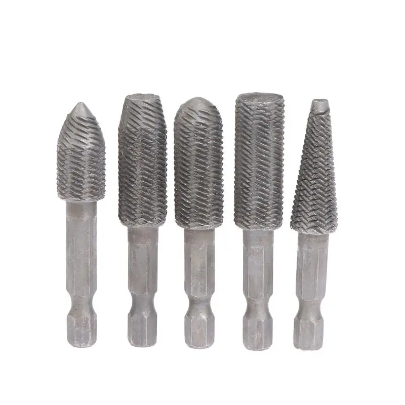 5Pcs Hex Shank Head Tungsten Carbide Steel Rotary Burr Die Grinder Bit Shank Carving Tools