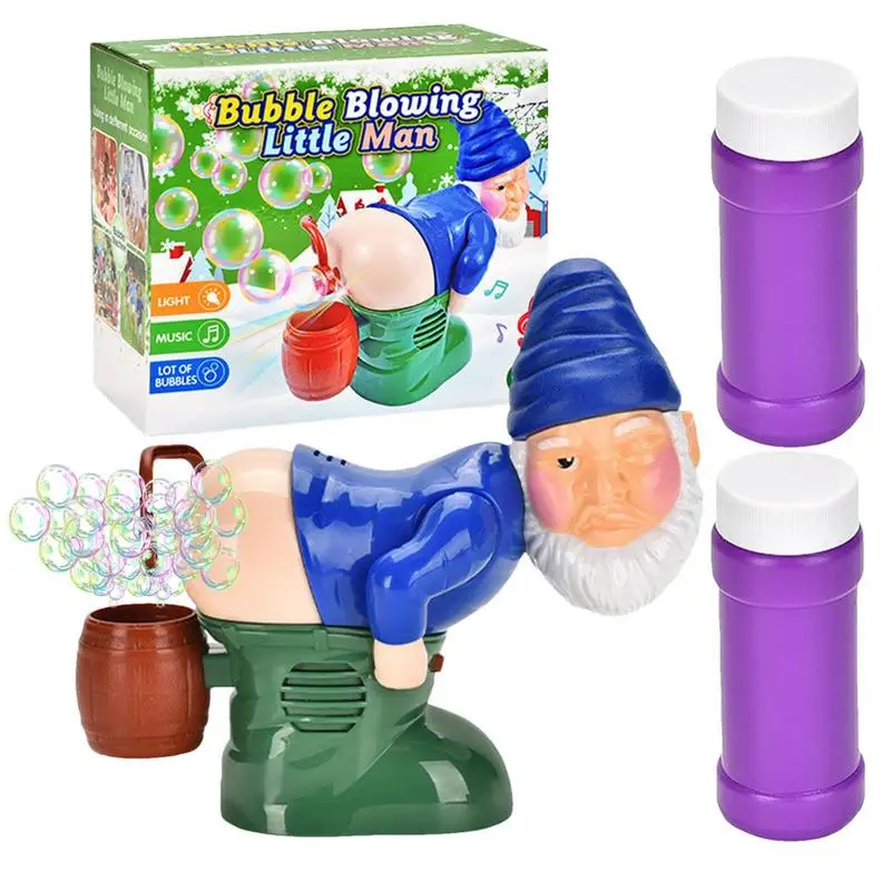 Souffleur à bulles automatique Santa Santa, souffleur de gnomes coquins, machine de soufflage à bulles avec lumières flash et musique pour l'extérieur