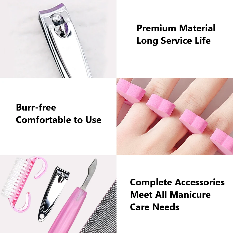 Tragbares Maniküre-Pediküre-Nagelpflegeset, 5-teilig, Nagelknipser, Fußfeile, Nagelhautschieber, Zehentrenner mit Tasche – Detail 5