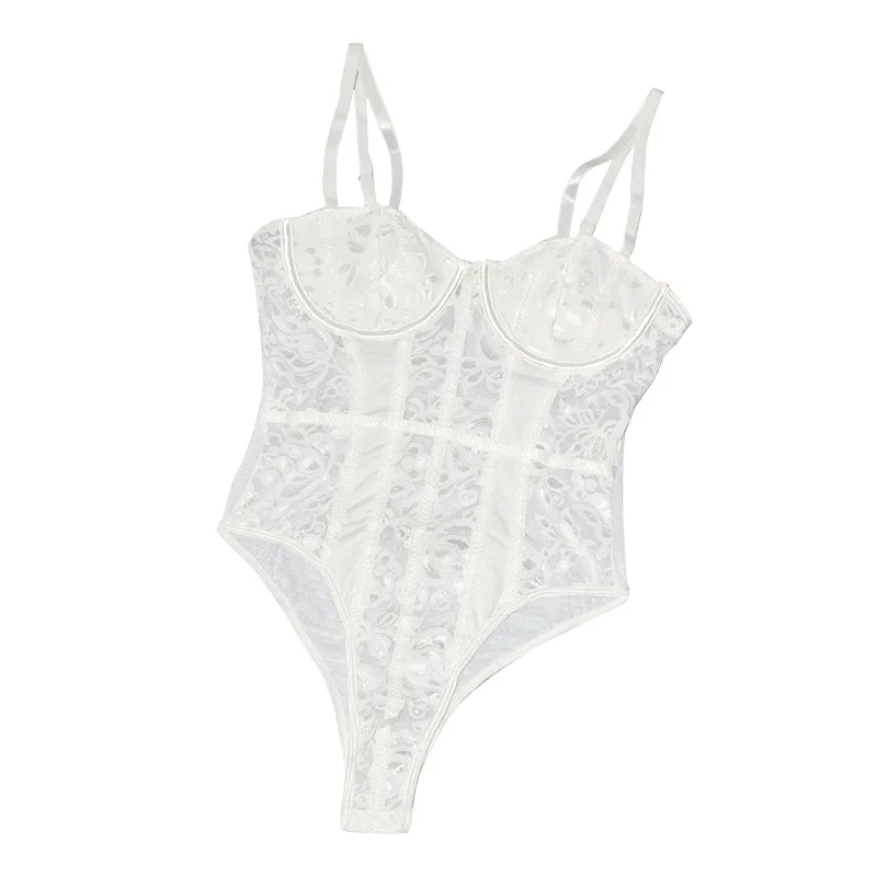 

Sexy Slim Lace Bodysuit New Style Cross-Border European And American Sexy Girl One-Piece Strap Vest See-through Hollow out