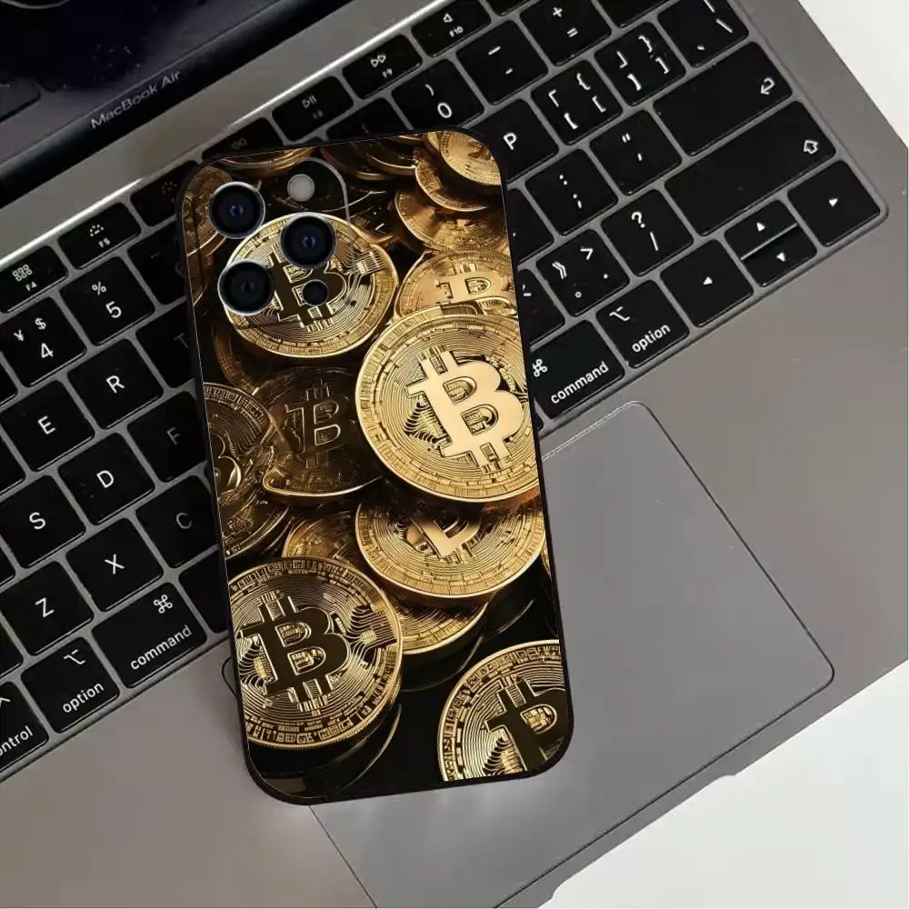 حافظة هاتف B-Bitcoin D-Digital C-Currency لهاتف iPhone17,16,15,14,13,12,11 Plus، Pro Max غطاء أسود ناعم #2