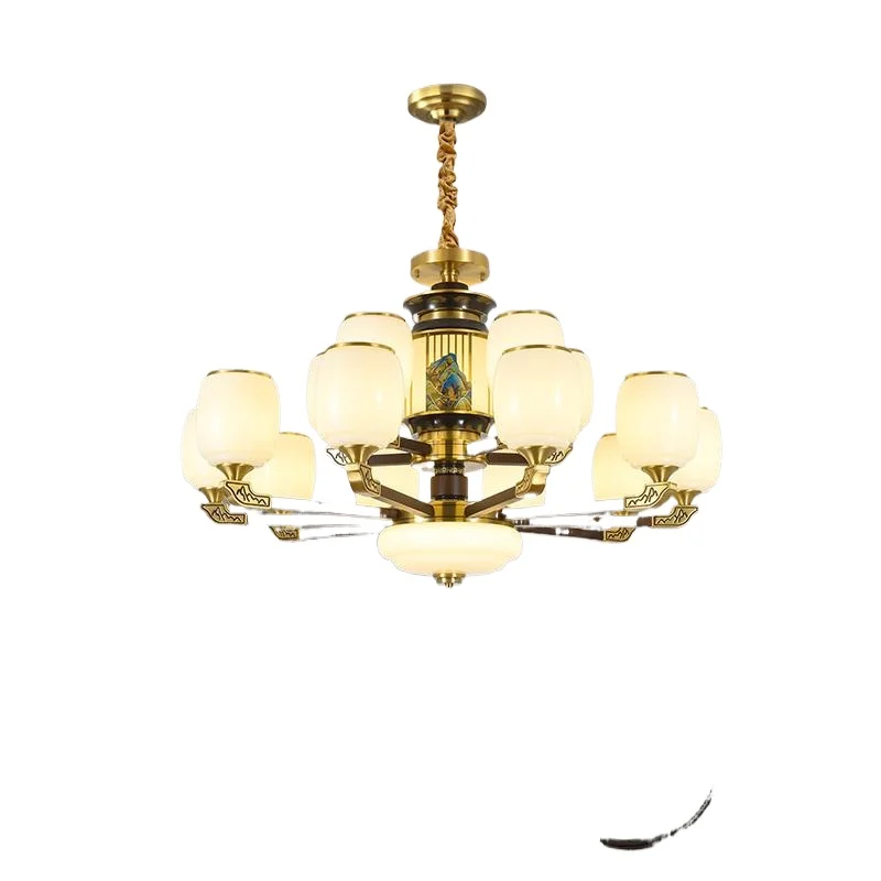 

*New Chinese chandelier all copper solid wood Chinese style high-end atmosphere villa hall main lamp restaurant lamp