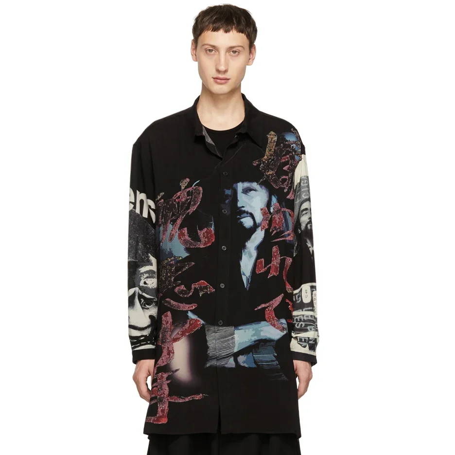 

YOJI OOAK BLACKSCANDAl SHIRT Yoji Ooak Черная рубашка Повседневная теннисная длинная рубашка Токио