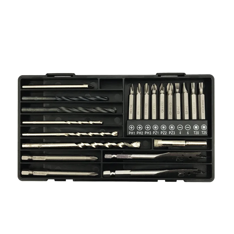 Power tool matching drill bit, screwdriver batch head, tile drill, woodworking opening combination kit toolbox