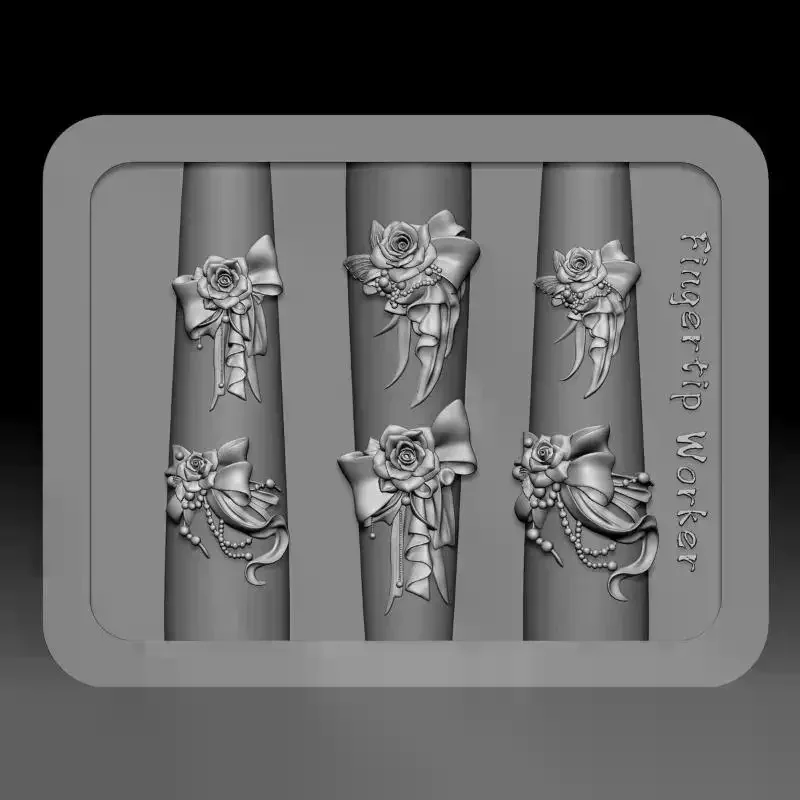 Silicone Flower Nail Carving Mold Acrylic Lily Hibiscus Floral Stamping Plate Nails Stencils Five-Petal Blossom Nail Template 3