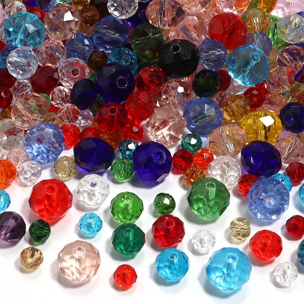 3/4/6/8/10 مللي متر الأوجه AB الزجاج الشفاف كريستال Rondelle الخرز الملونة فضفاض خزر عازل لصنع المجوهرات قلادة سوار ذاتي الصنع #5