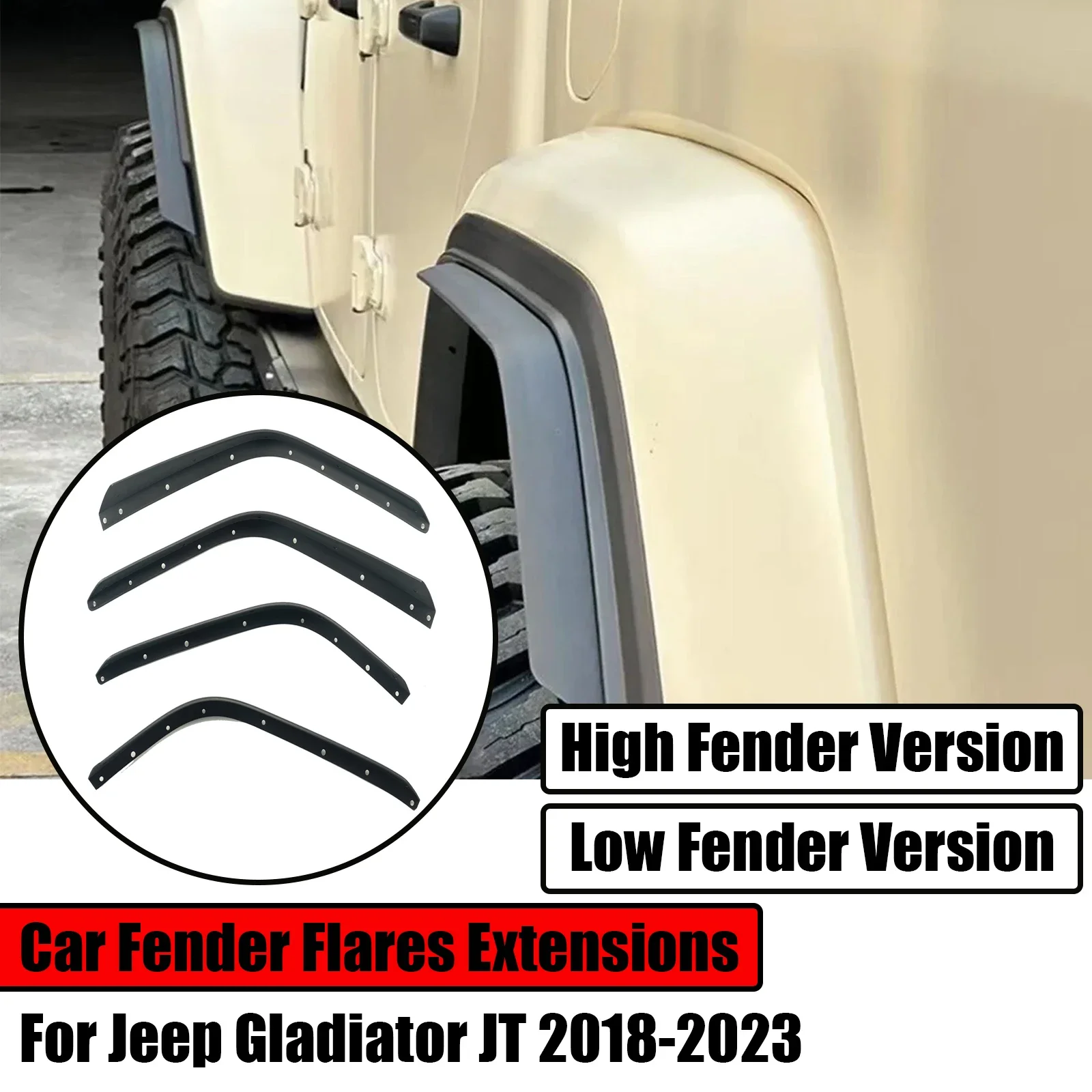 Car Fender Flares Extensions Front Rear Set for Jeep Wrangler Gladiator JT 2018-2023 Wheel  Arch Flaps Mudguard Splash Eyebrow