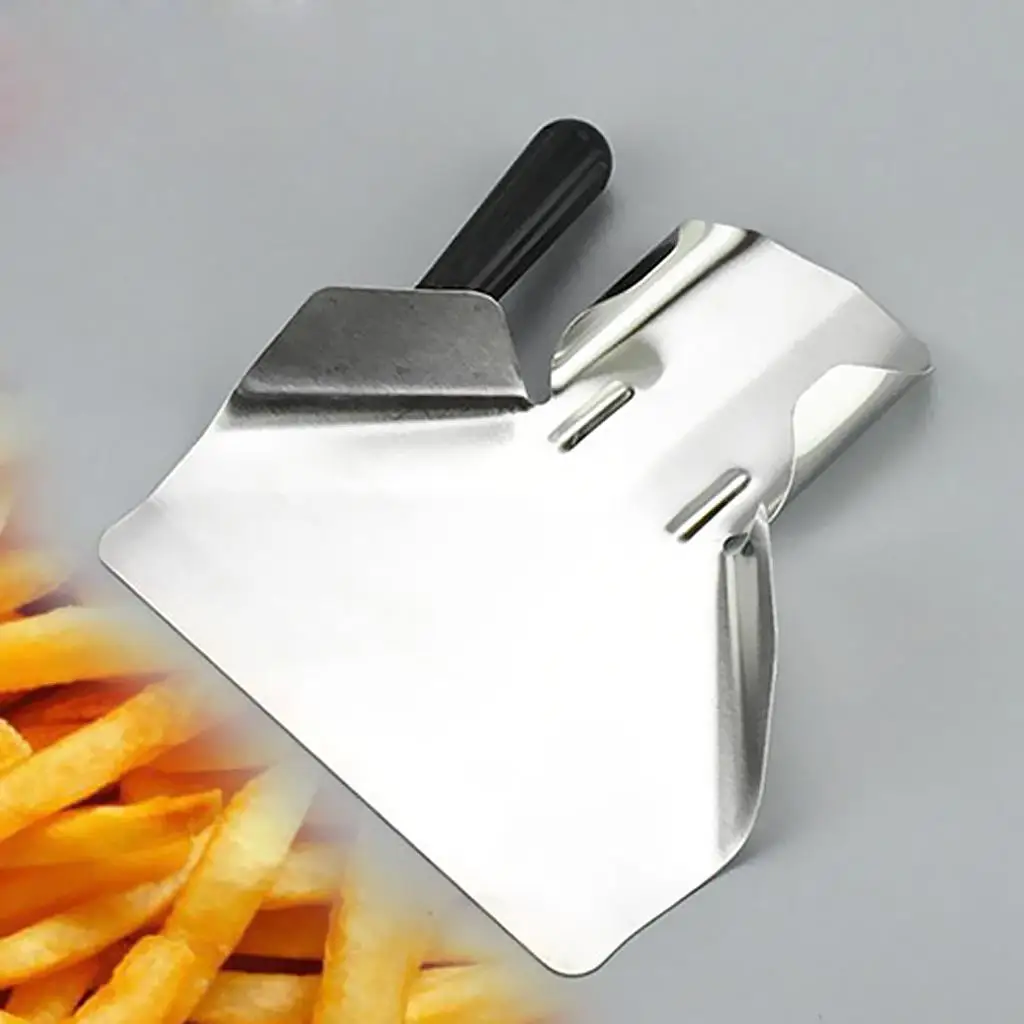 Paslanmaz çelik çip Scoop gıda patates kızartması patlamış mısır kürek Fry Scoop Bagger tek/çift kolu mutfak malzemeleri için