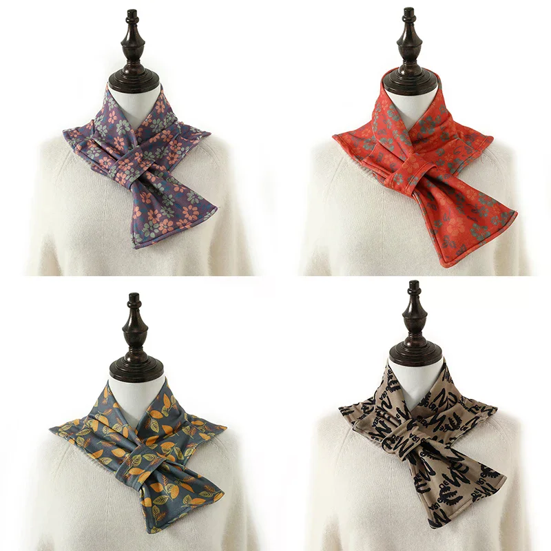 

Модный шарф с крестом и принтом, удобный сохраняющий тепло, защита шеи, зимний многофункциональный маленький шарф для защиты от холода для женщин