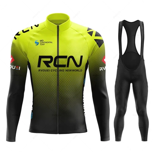 Imagen 1 del producto 2025 nuevo equipo Rcn otoño Ciclismo Jersey conjunto Ropa Ciclismo hombres Ropa de bicicleta de manga larga MTB Maillot bicicleta de carretera Baberos uniforme