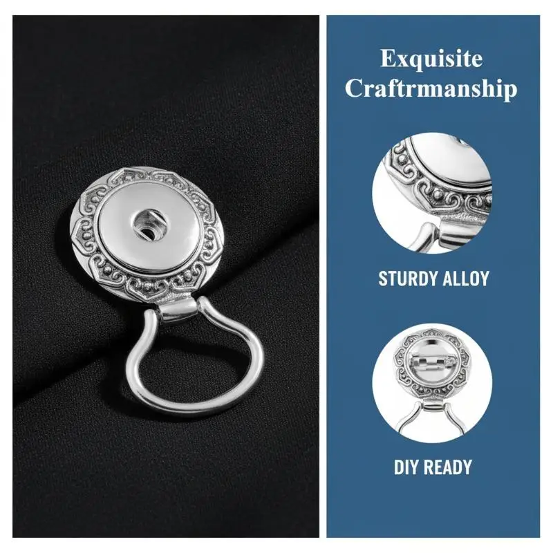 White K Gold Heart Sunglasses Holder Brooch Nusa Style DIY Button Pin 5.1x3cm for Jacket Suit Accessory