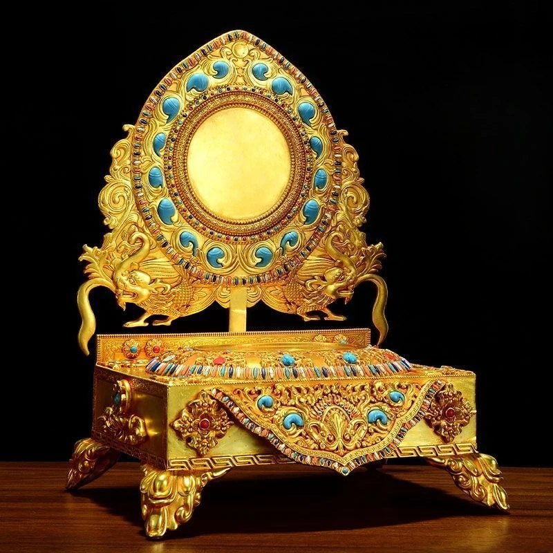 

Yellow God of Wealth base household living room copper Liu carving Amitabha Buddha bronze statue heightened Buddhist platform