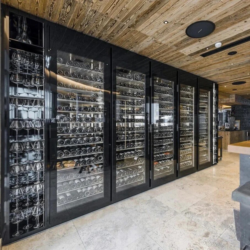 

Высокое качество, настенный стеклянный металлический винный шкаф, высокий винный дисплей, холодильник, погреб
